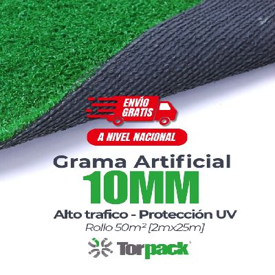 GRAMA ARTIFICIAL VERDE 10MM 2X25M